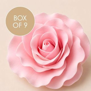 SINGLE ROSE LARGE PINK | SUGAR FLOWERS | BOX OF 9