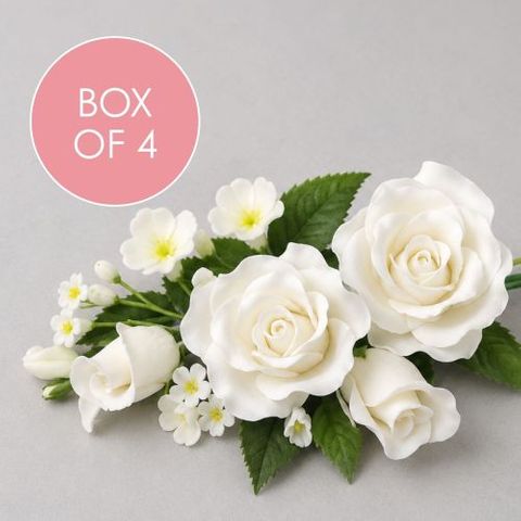 ROSE SPRAY WHITE | SUGAR FLOWERS | BOX OF 4