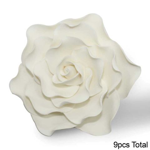 ROSE DAMASK WHITE LARGE | SUGAR FLOWERS | BOX OF 9