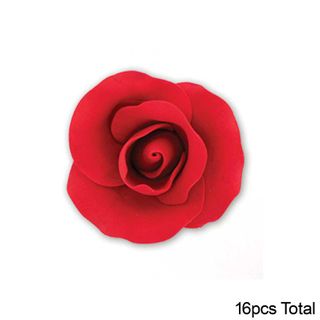 SINGLE ROSE MEDIUM RED | SUGAR FLOWERS | BOX OF 16