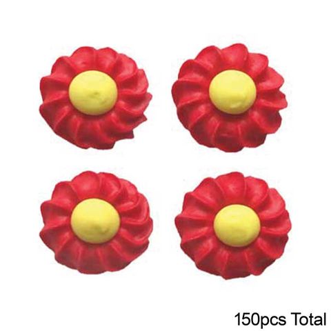 DAISY SWIRL SUGAR FLOWERS RED | BOX OF 150