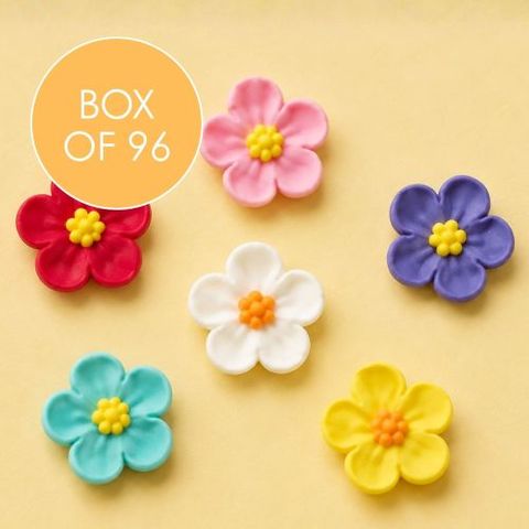 LARGE 5 PETAL SUGAR FLOWERS ASSORTED | BOX OF 96