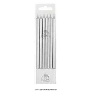 WISH | TALL LINE CANDLES | METALLIC SILVER | 12 CANDLES