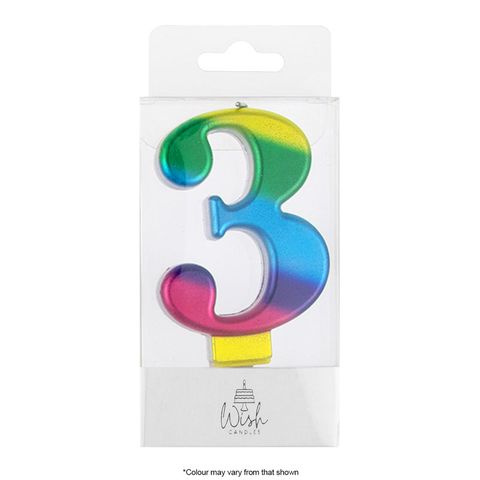 WISH | NUMBER 3 | RAINBOW GOLD METALLIC CANDLE