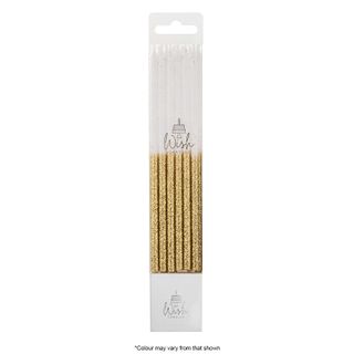 WISH | GLITTER DIPPED CANDLES | GOLD | 12 CANDLES
