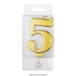 WISH | NUMBER 5 | GOLD METALLIC CANDLE