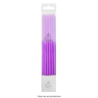 WISH | 12CM BLOCK COLOUR CANDLES | LILAC | 12 CANDLES