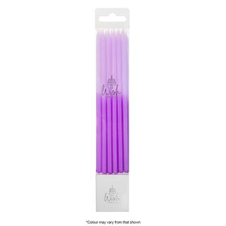 WISH | 12CM BLOCK COLOUR CANDLES | LILAC | 12 CANDLES