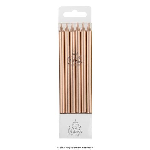 WISH | TALL LINE CANDLES | METALLIC ROSE GOLD | 12 CANDLES