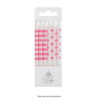 WISH | DOTS & STRIPES CANDLES | PINK | 12 CANDLES