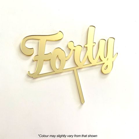 NUMBER FORTY GOLD MIRROR ACRYLIC CAKE TOPPER