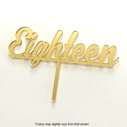 NUMBER EIGHTEEN GOLD MIRROR ACRYLIC CAKE TOPPER