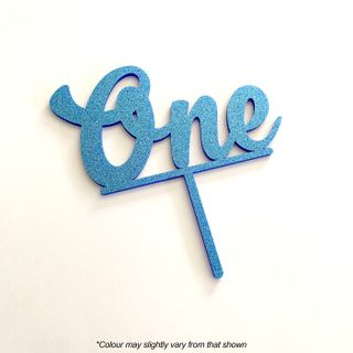 NUMBER ONE BLUE GLITTER ACRYLIC CAKE TOPPER