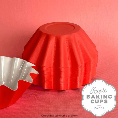 CAKE CRAFT | RIPPLE BAKING CUP | RED | 24 PACK