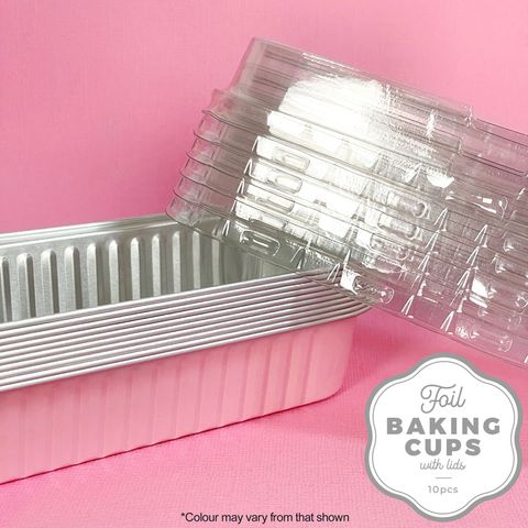 CAKE CRAFT | FOIL BAKING CUP WITH LID | RECTANGLE | LIGHT PINK | 10 PACK