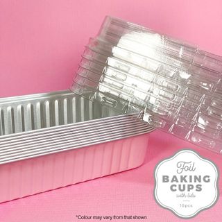 CAKE CRAFT | FOIL BAKING CUP WITH LID | RECTANGLE | LIGHT PINK | 10 PACK