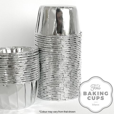 CAKE CRAFT | FOIL BAKING CUP | ROUND | SILVER | 50 PACK