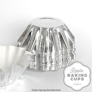 CAKE CRAFT | RIPPLE BAKING CUP | SILVER | 24 PACK