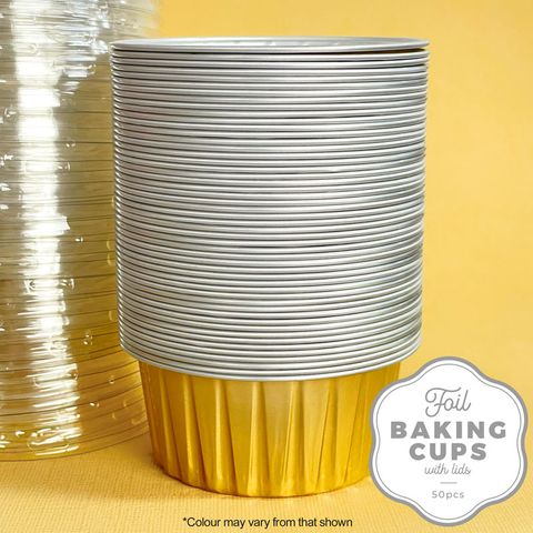 CAKE CRAFT | FOIL BAKING CUP WITH LID | ROUND | GOLD | 50 PACK