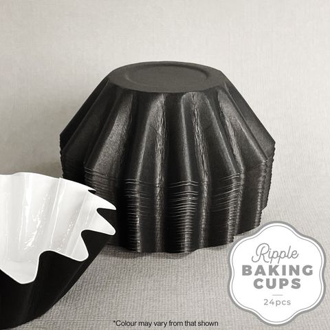 CAKE CRAFT | RIPPLE BAKING CUP | BLACK | 24 PACK