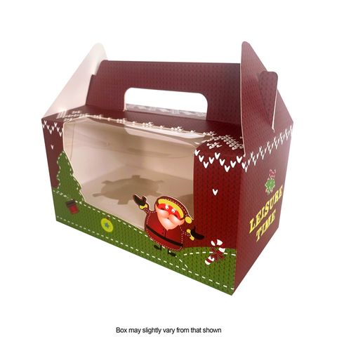 CHRISTMAS CUPCAKE BOX | 2 HOLE WITH HANDLE