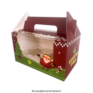 CHRISTMAS CUPCAKE BOX | 2 HOLE WITH HANDLE