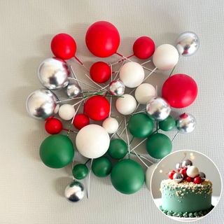 SILVER CHRISTMAS | DECO FOAM BALL TOPPER | 32 PC SET