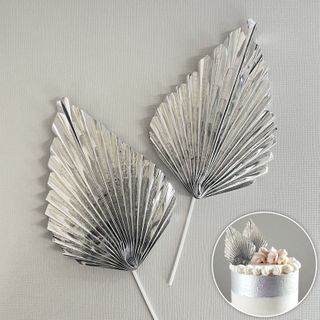 METALLIC SILVER | DECO FAN TOPPER | 2 PC SET