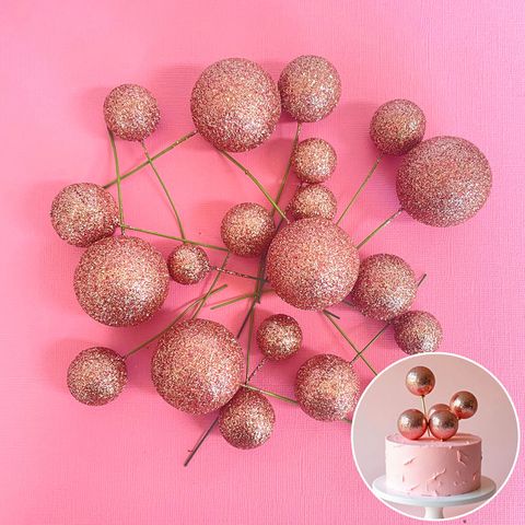 GLITTER ROSE GOLD | DECO FOAM BALL TOPPER | 20 PC SET