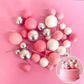 PINK, WHITE & SILVER | DECO FOAM BALL TOPPER | 32 PC SET