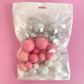 PINK, WHITE & SILVER | DECO FOAM BALL TOPPER | 32 PC SET