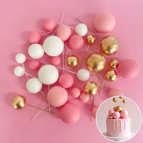 PINK, WHITE & GOLD | DECO FOAM BALL TOPPER | 32 PC SET