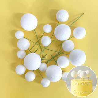 GLITTER WHITE | DECO FOAM BALL TOPPER | 20 PC SET