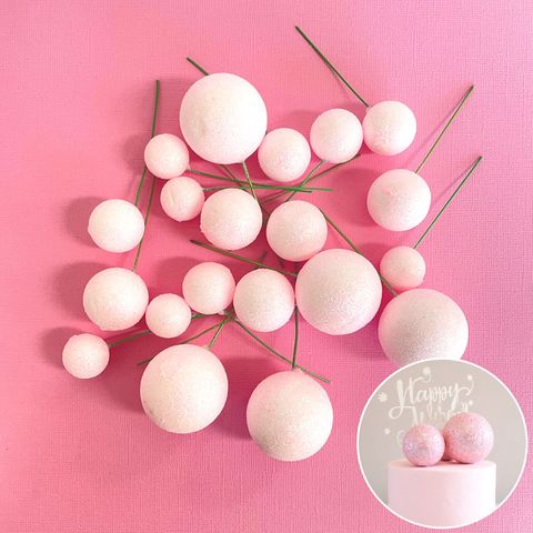 GLITTER BABY PINK | DECO FOAM BALL TOPPER | 20 PC SET