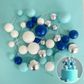 BLUE, WHITE & SILVER | DECO FOAM BALL TOPPER | 32 PC SET