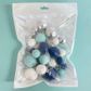 BLUE, WHITE & SILVER | DECO FOAM BALL TOPPER | 32 PC SET