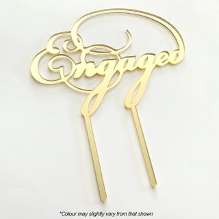 ENGAGED GOLD MIRROR ACRYLIC CAKE TOPPER