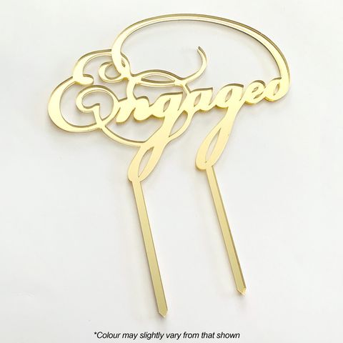 ENGAGED GOLD MIRROR ACRYLIC CAKE TOPPER