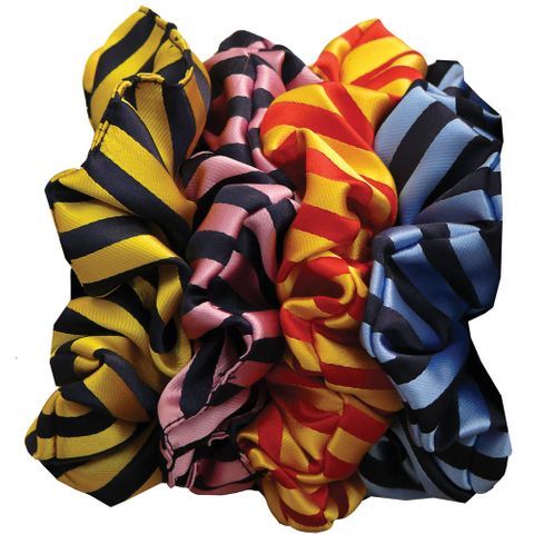 Hair Scrunchie - Broad Stripe - Navy/Lt Blue