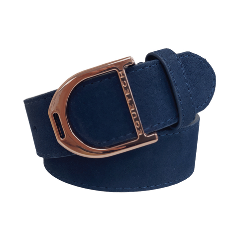 Stirrup Leather Belt -Navy/ Rose Gold