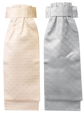 Deluxe Ready-Tied Stocks - Diamond Jacquard Ivory/Silver