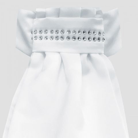 Deluxe Ready-Tied Stocks - White/ Diamante Band