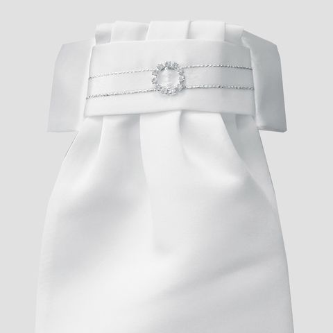 Deluxe Ready-Tied Stocks - White/ Circle Diamante