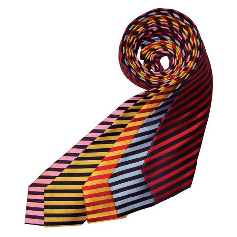 Broad Stripe Show Tie - Red/Gold