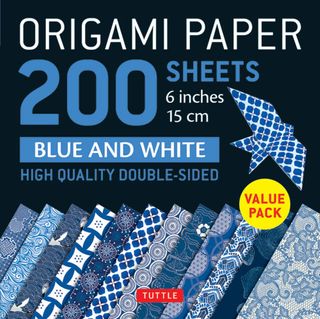 Origami Paper 200 Sheets: Blue and White Patterns