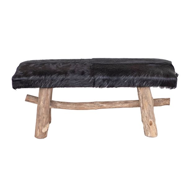 Rustico Leather & Teak Bench