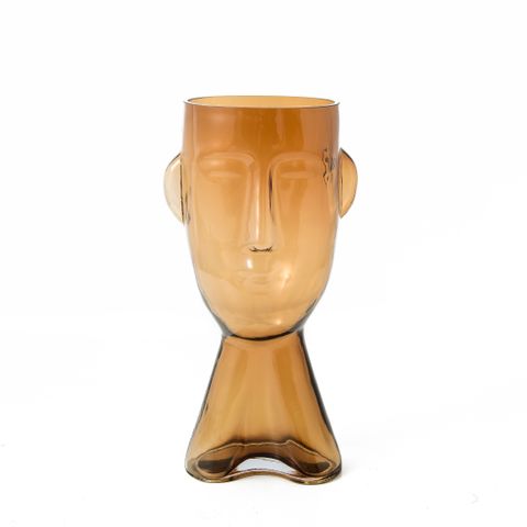 Claydon & Brook Glass Face Vases - Brook Large - Amber