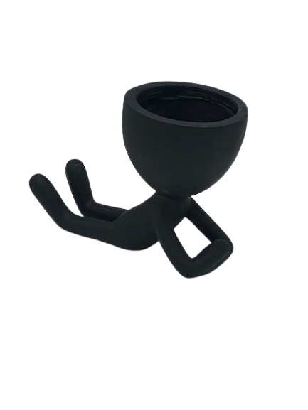 Egg Head Planter - Yoga, Black