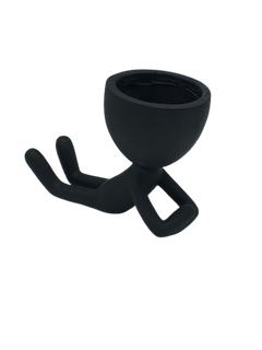 Egg Head Planter - Yoga, Black