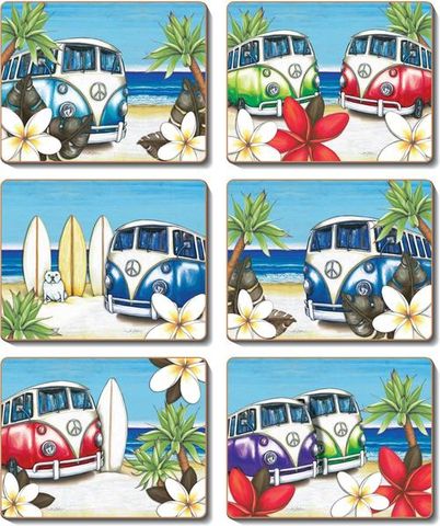 Coasters Beach Kombi 12x10 cm